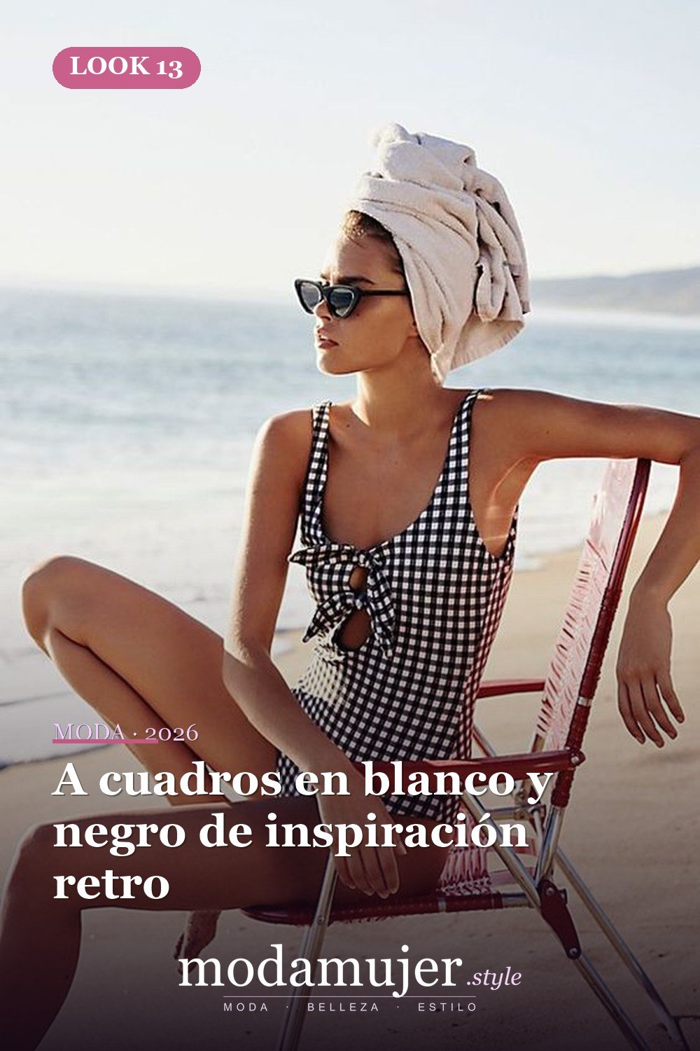 A cuadros en blanco y negro de inspiración retro — 43 trajes de baño de una pieza sensuales para el verano 2026