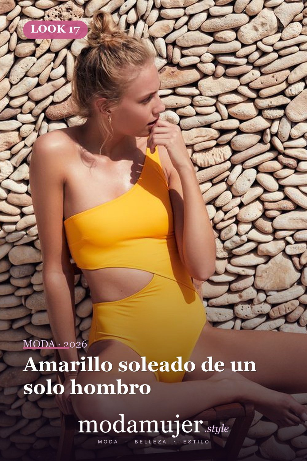Amarillo soleado de un solo hombro — 43 trajes de baño de una pieza sensuales para el verano 2026
