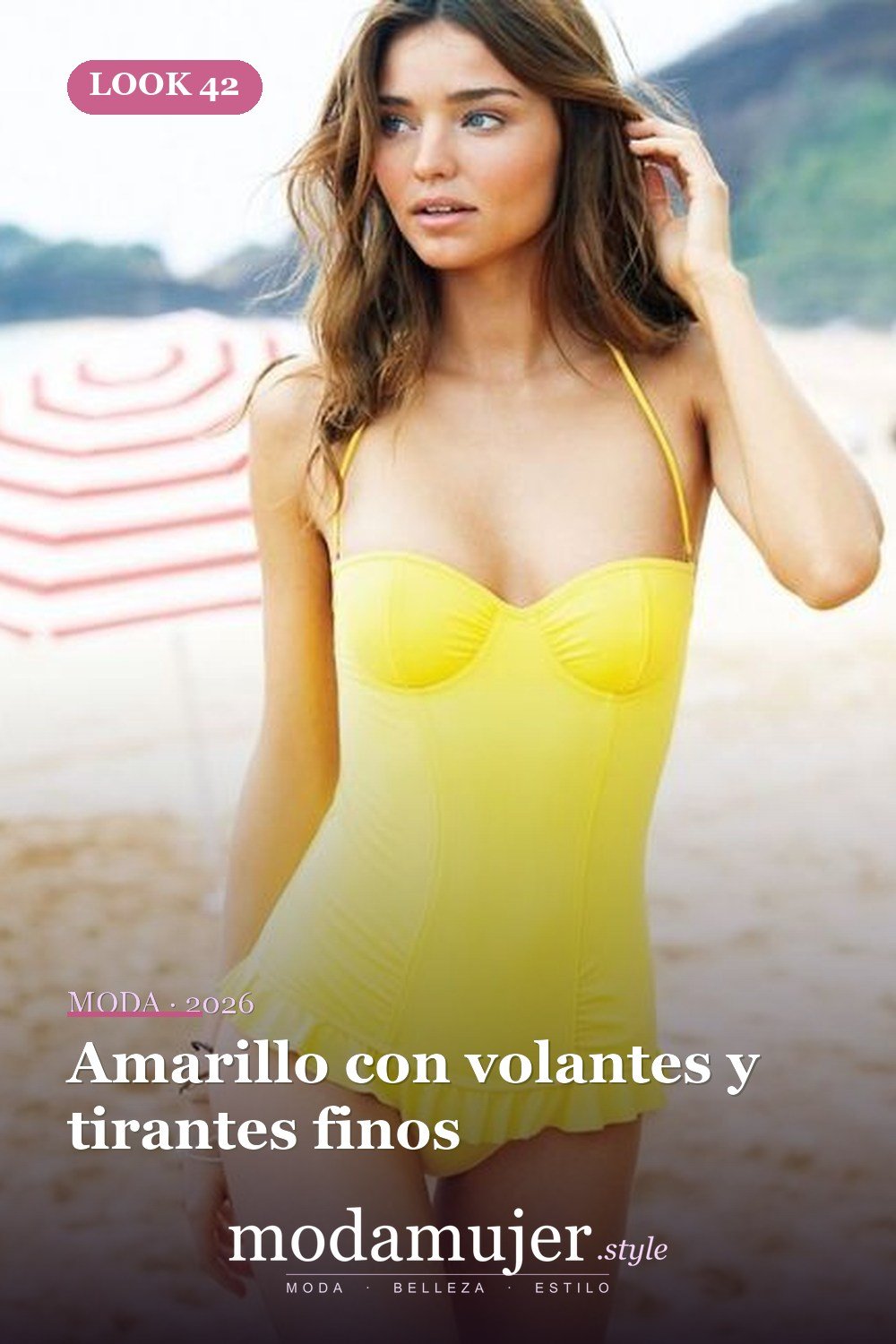 Amarillo con volantes y tirantes finos — 43 trajes de baño de una pieza sensuales para el verano 2026