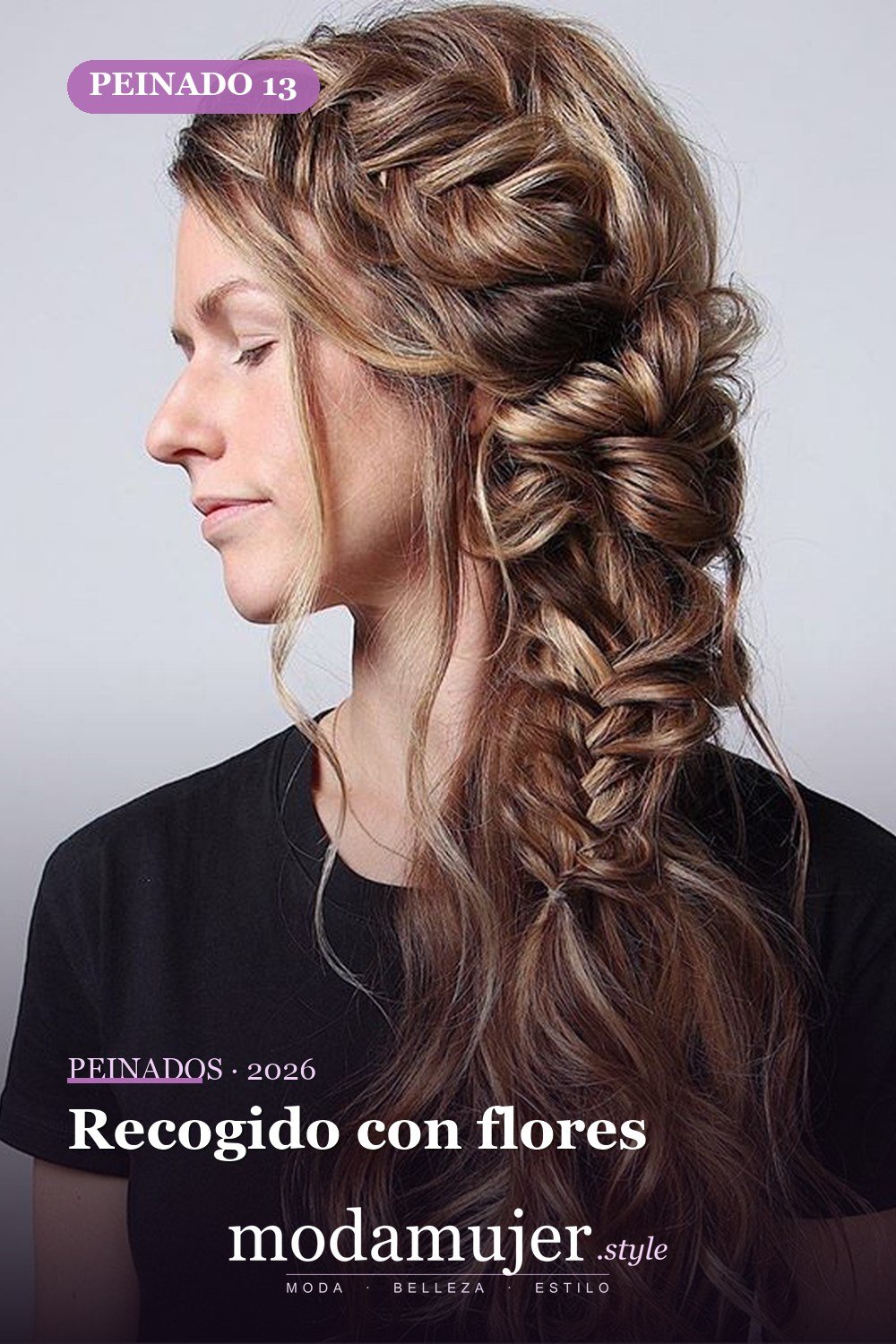 Recogido con flores — 45 mejores peinados para dirndl: trenzas y recogidos