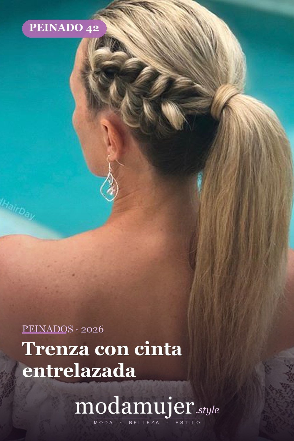 Trenza con cinta entrelazada — 45 mejores peinados para dirndl: trenzas y recogidos