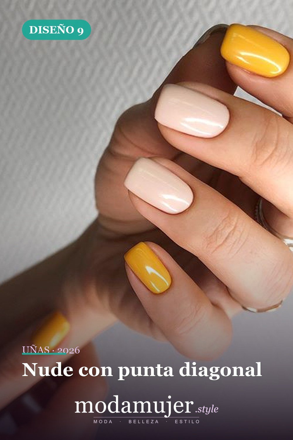 Nude con punta diagonal — 46 ideas del mejor diseño de uñas simple y elegante