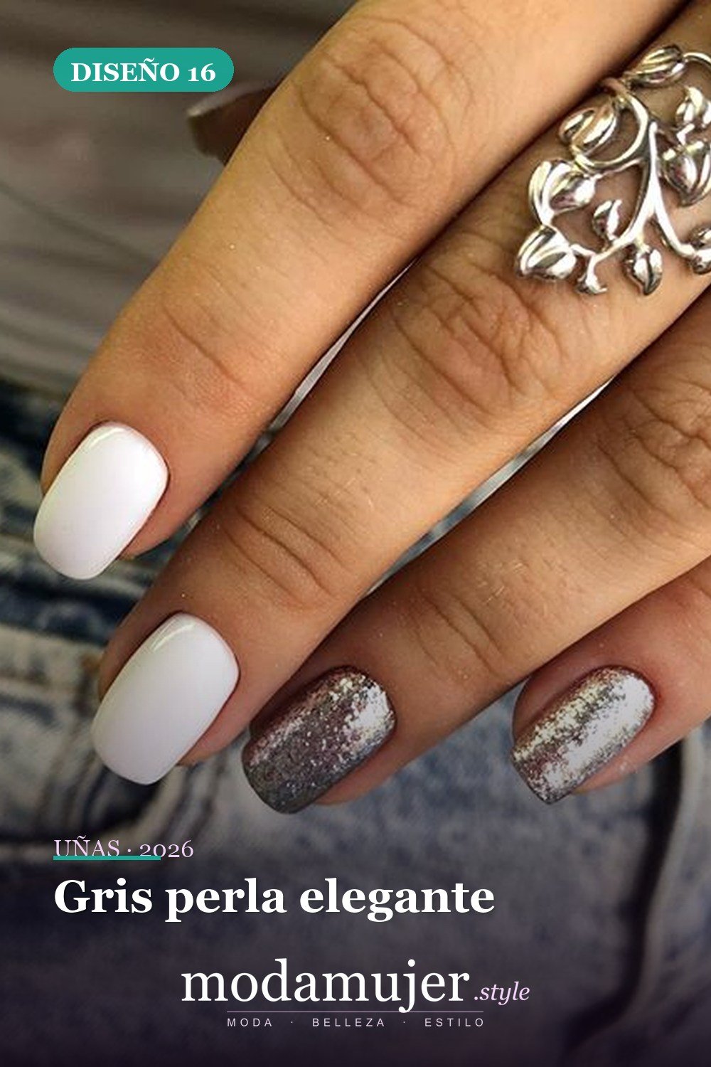 Gris perla elegante — 46 ideas del mejor diseño de uñas simple y elegante