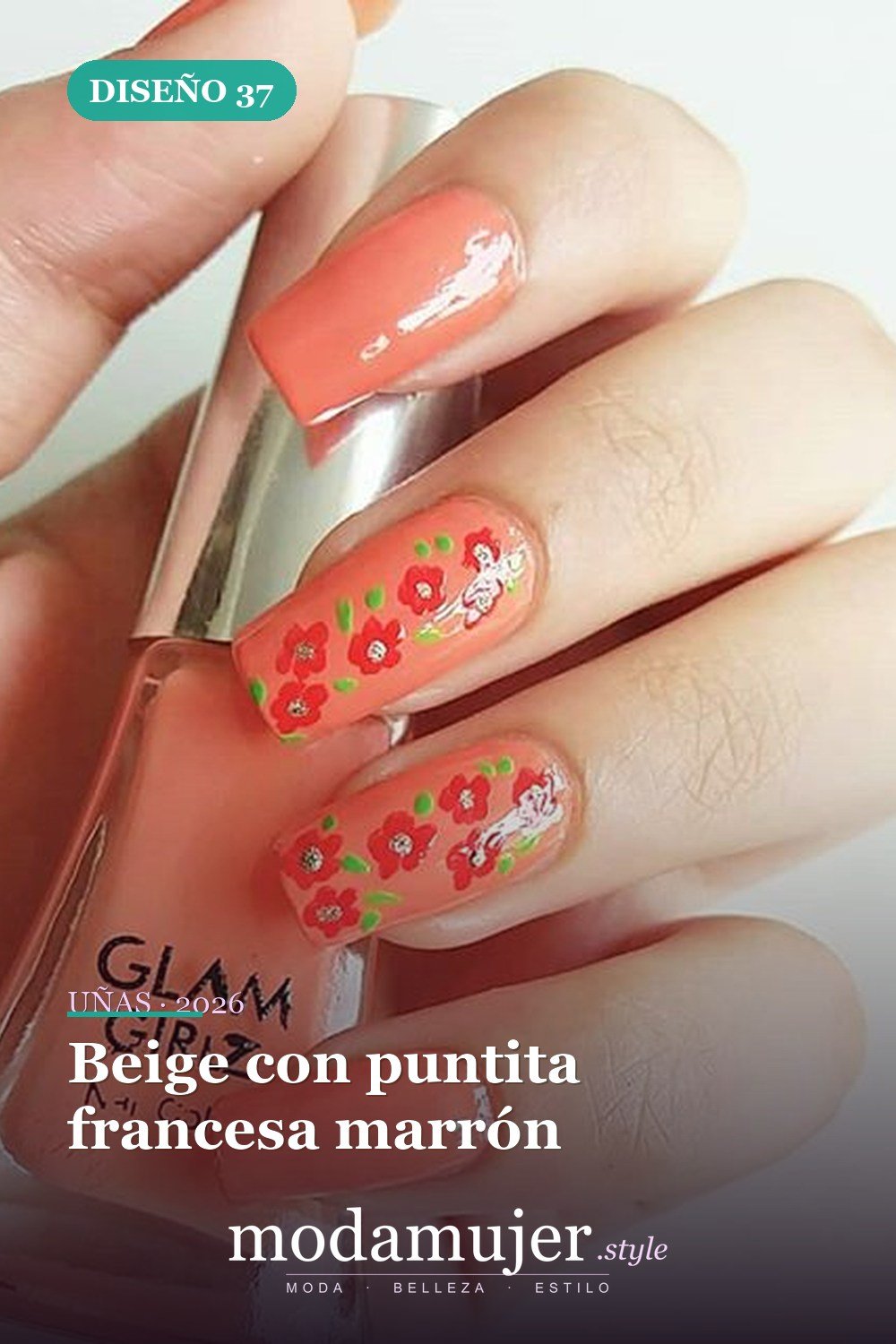 Beige con puntita francesa marrón — 46 ideas del mejor diseño de uñas simple y elegante