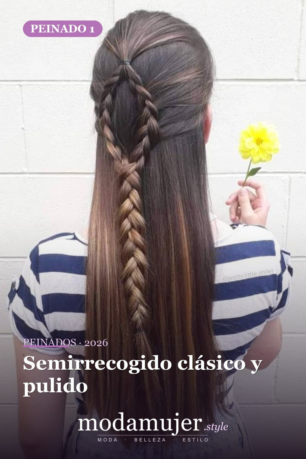 Semirrecogido clásico y pulido — 46 peinados semirrecogidos sencillos para el día a día
