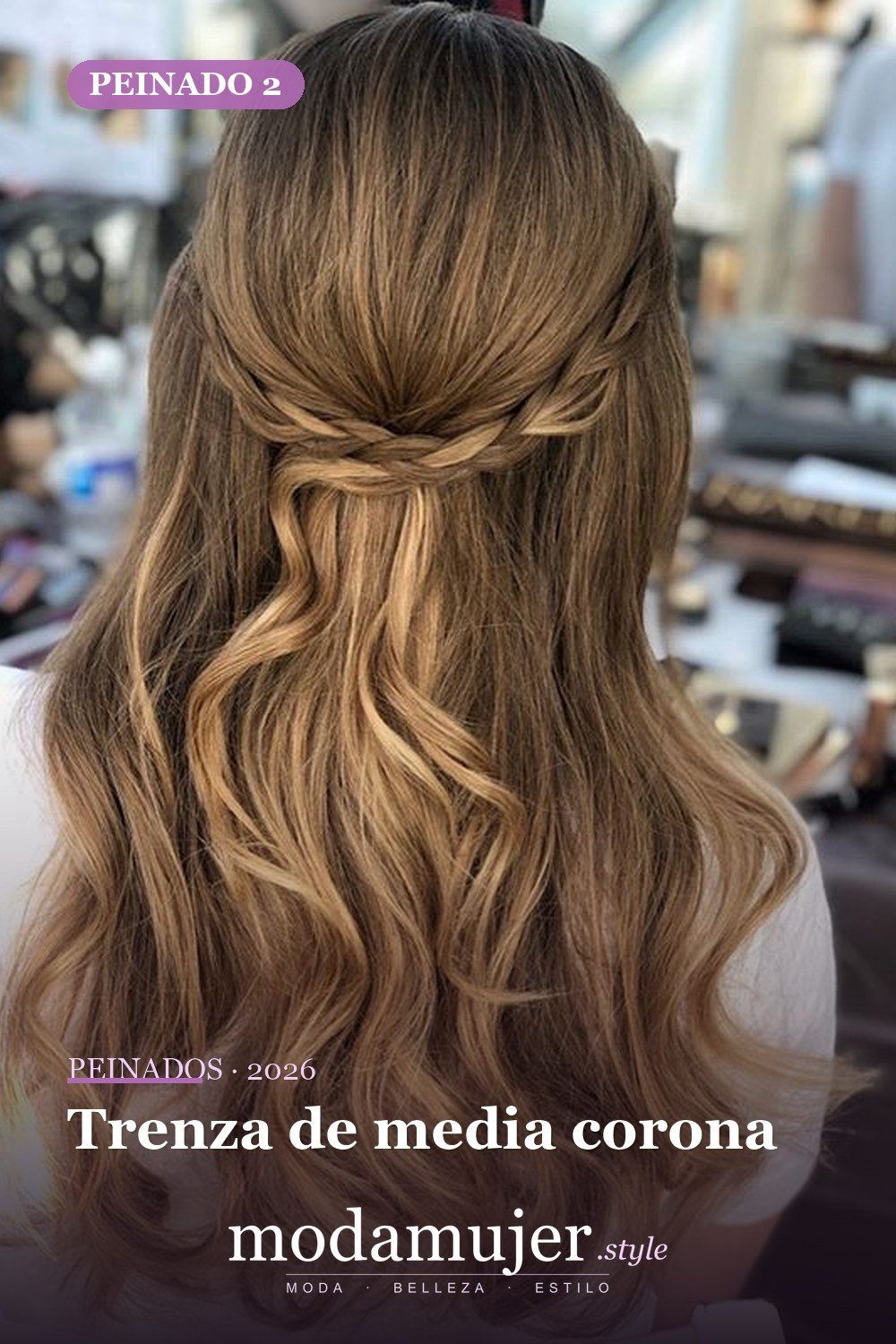 Trenza de media corona — 46 peinados semirrecogidos sencillos para el día a día