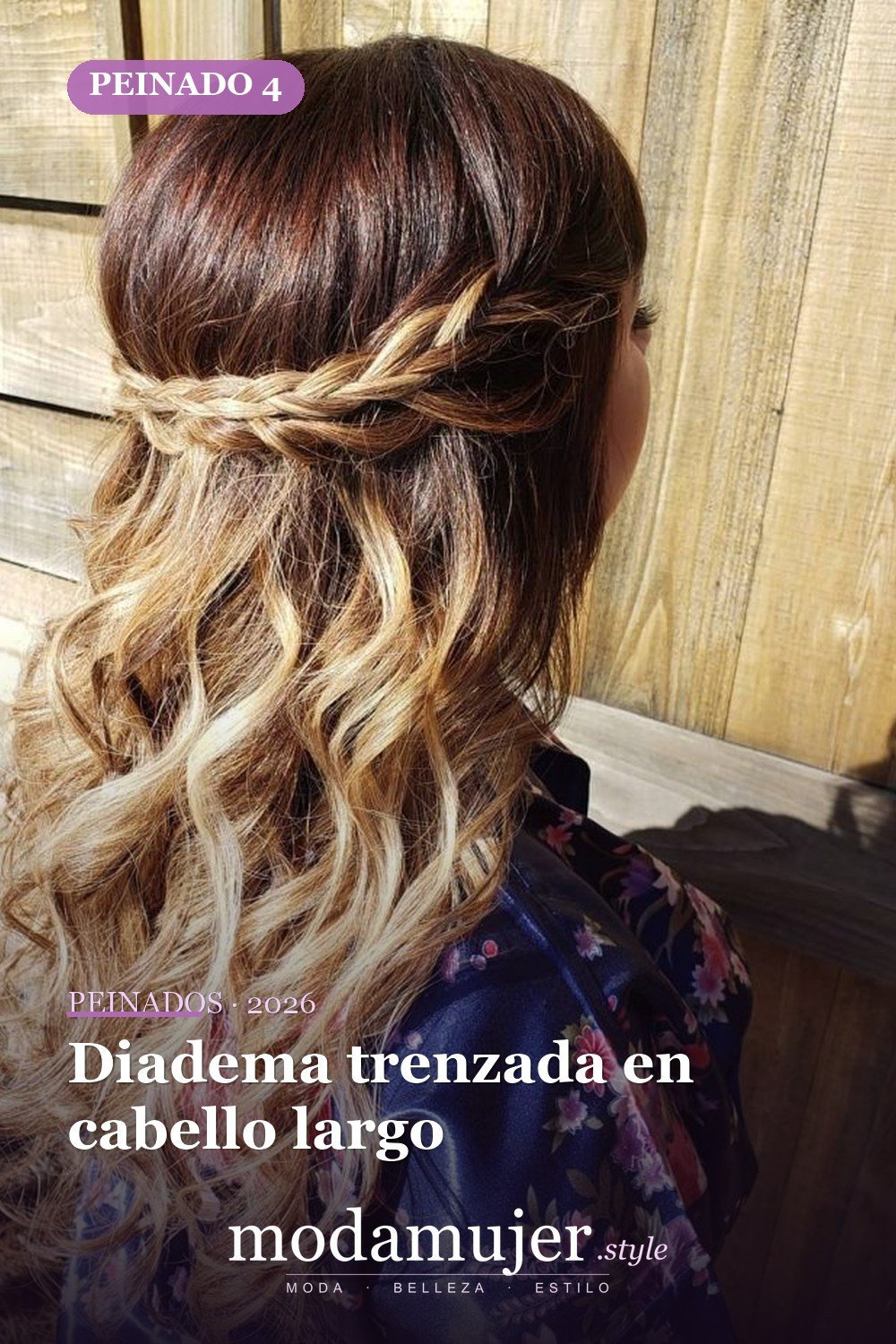 Diadema trenzada en cabello largo — 46 peinados semirrecogidos sencillos para el día a día