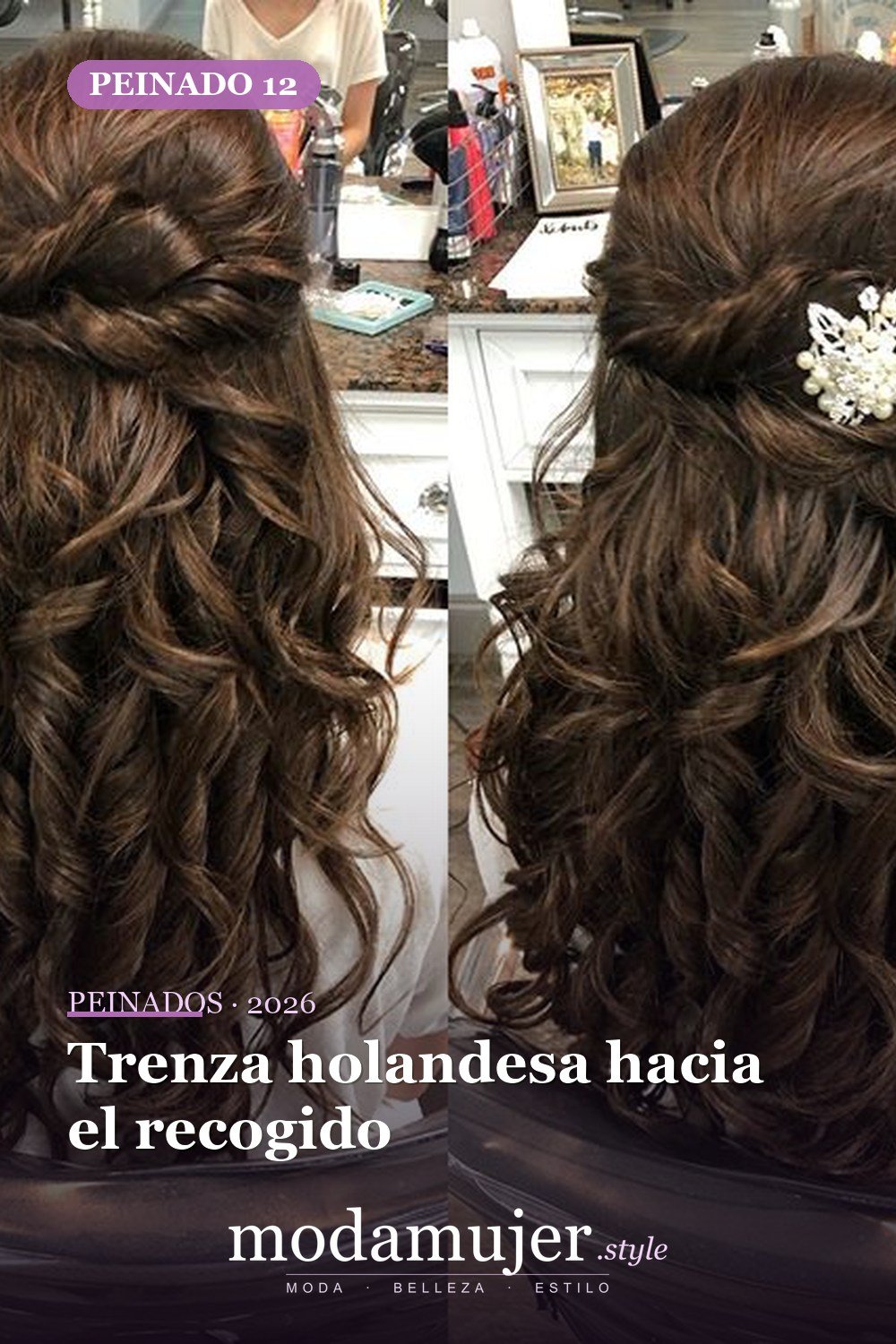 Trenza holandesa hacia el recogido — 46 peinados semirrecogidos sencillos para el día a día