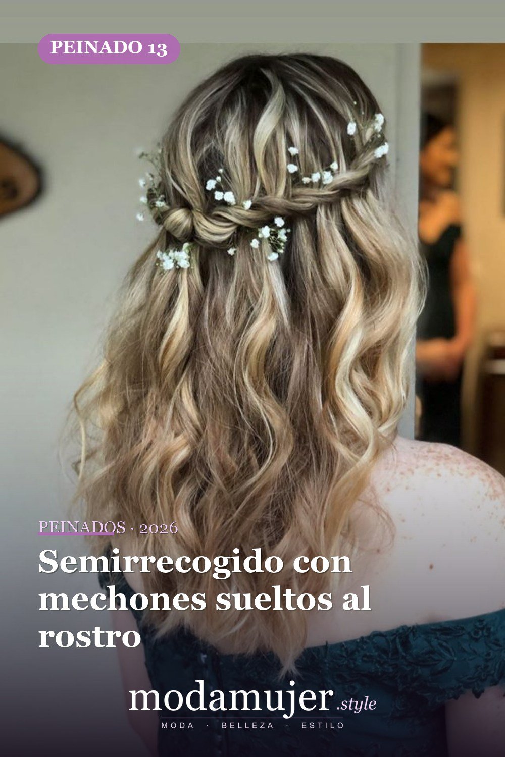 Semirrecogido con mechones sueltos al rostro — 46 peinados semirrecogidos sencillos para el día a día
