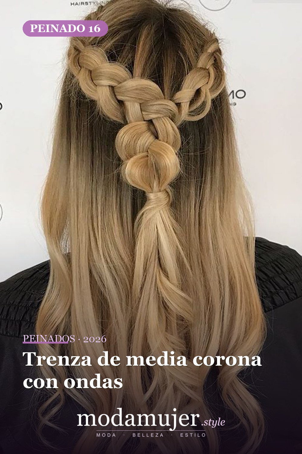 Trenza de media corona con ondas — 46 peinados semirrecogidos sencillos para el día a día