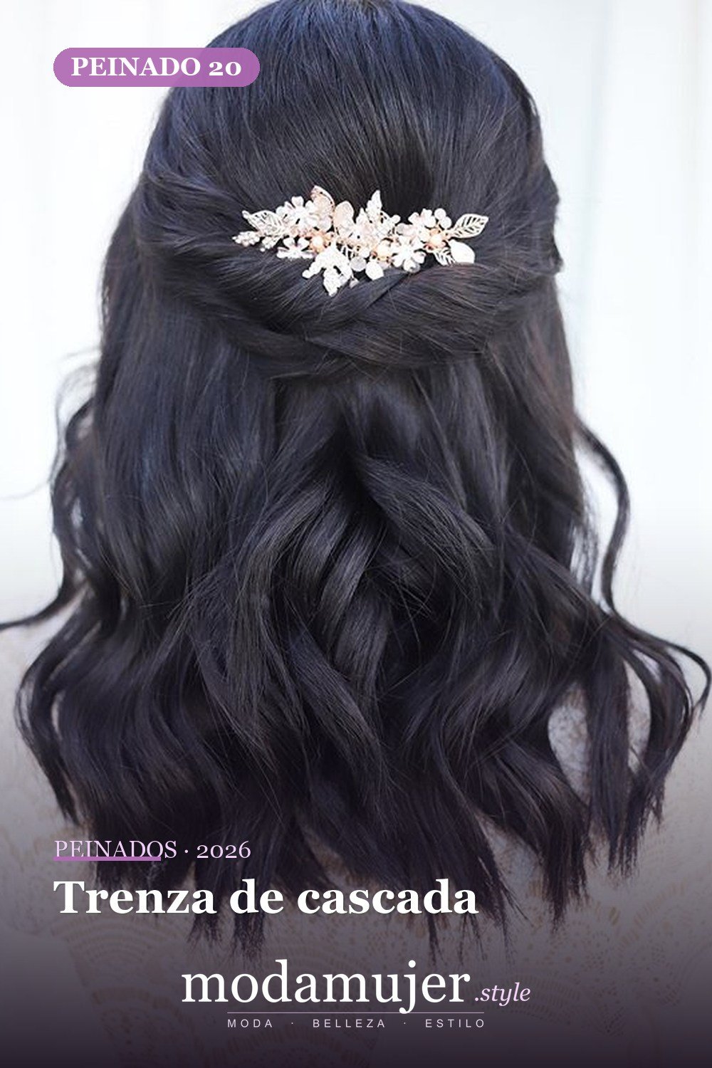 Trenza de cascada — 46 peinados semirrecogidos sencillos para el día a día