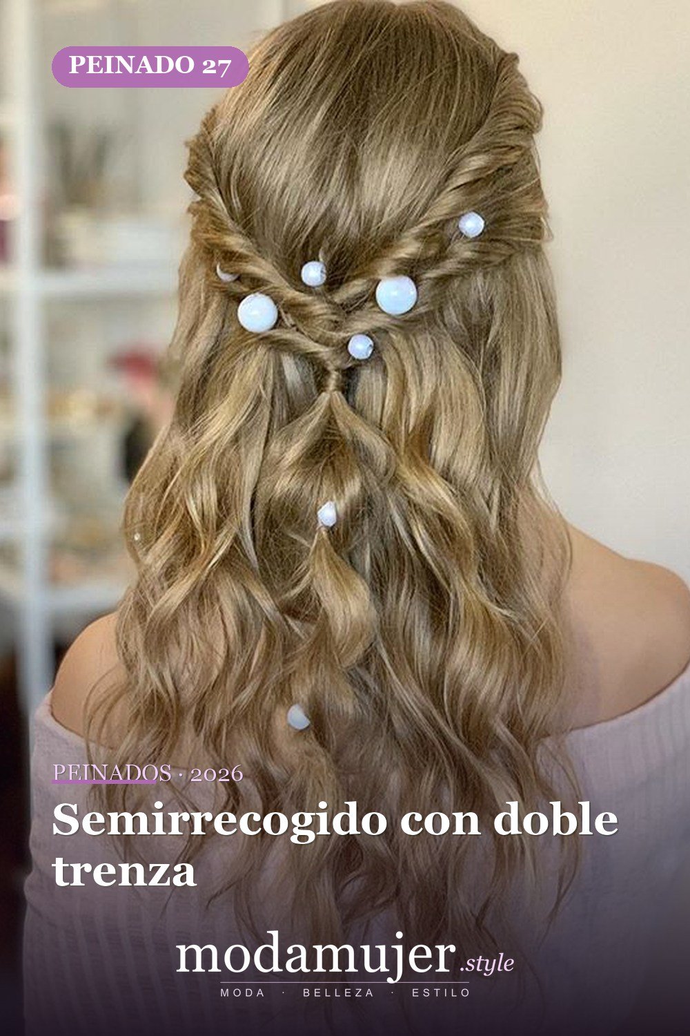 Semirrecogido con doble trenza — 46 peinados semirrecogidos sencillos para el día a día