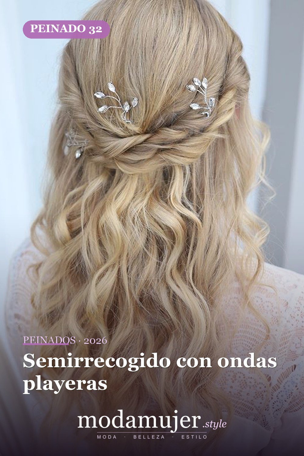Semirrecogido con ondas playeras — 46 peinados semirrecogidos sencillos para el día a día