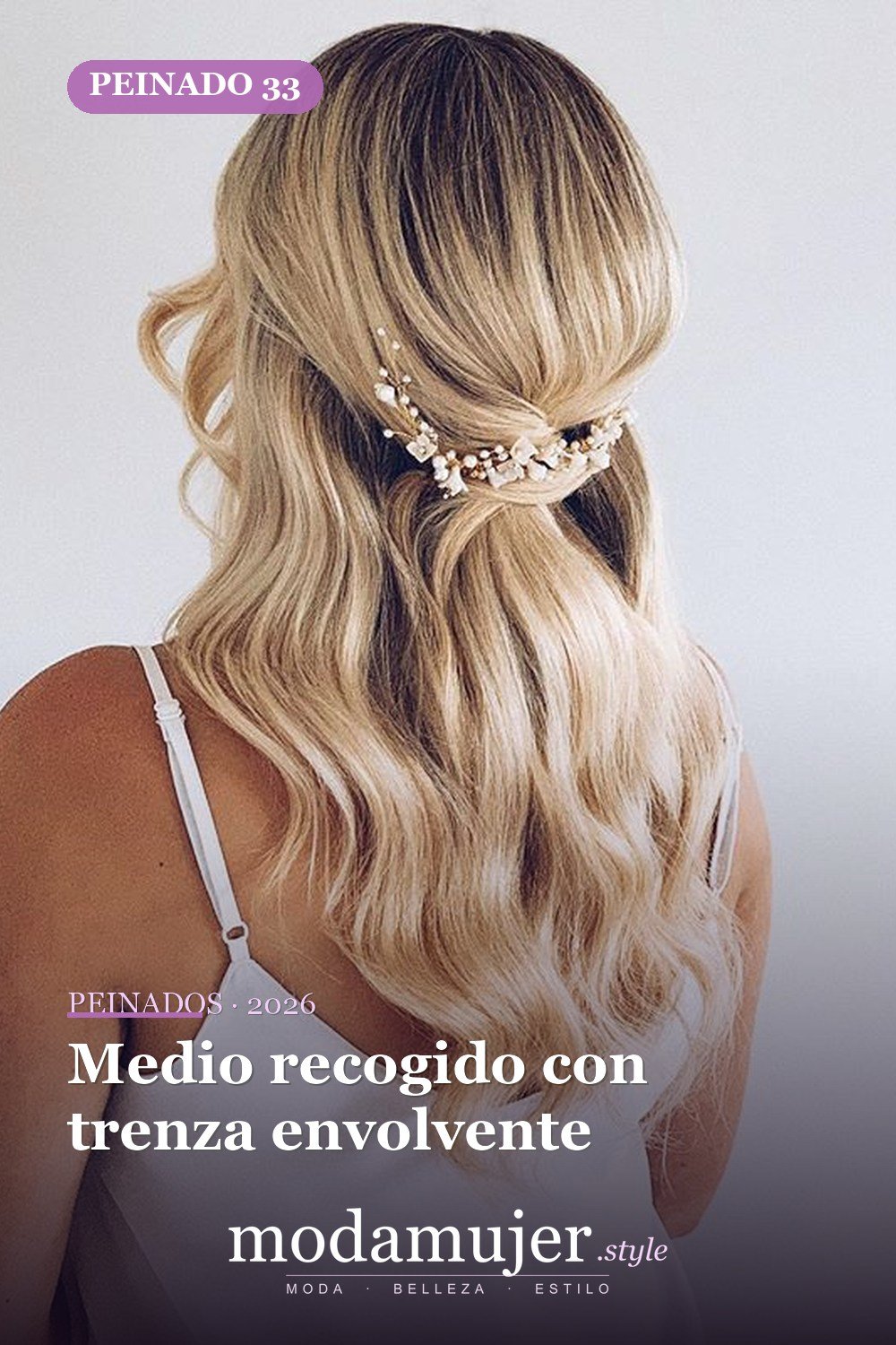 Medio recogido con trenza envolvente — 46 peinados semirrecogidos sencillos para el día a día