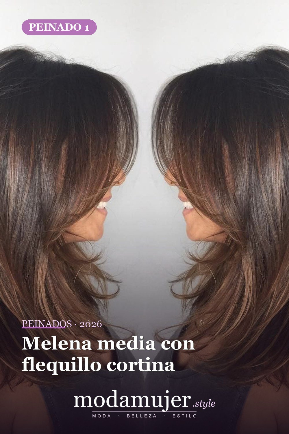 Melena media con flequillo cortina — 47 cortes de pelo de longitud media con flequillo