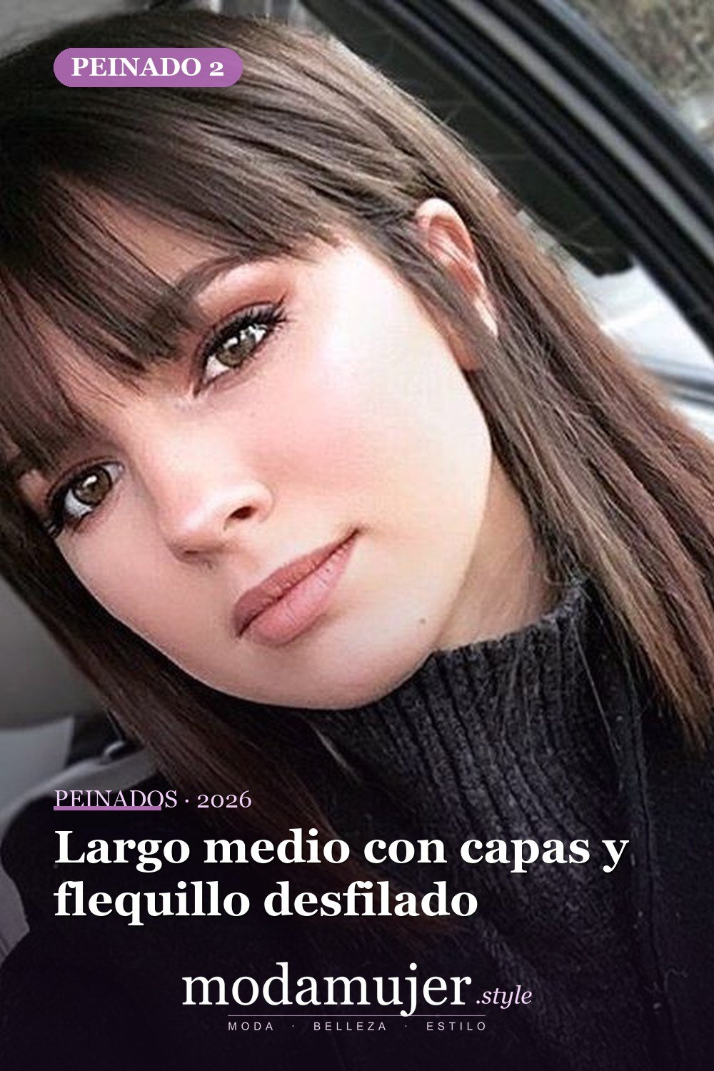 Largo medio con capas y flequillo desfilado — 47 cortes de pelo de longitud media con flequillo