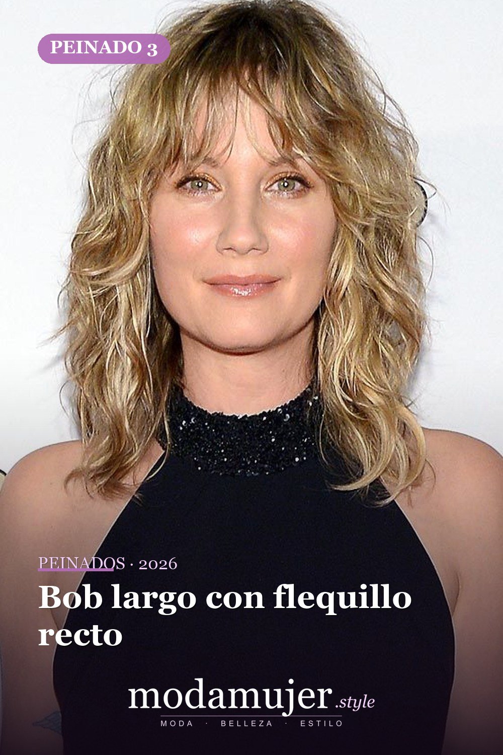 Bob largo con flequillo recto — 47 cortes de pelo de longitud media con flequillo