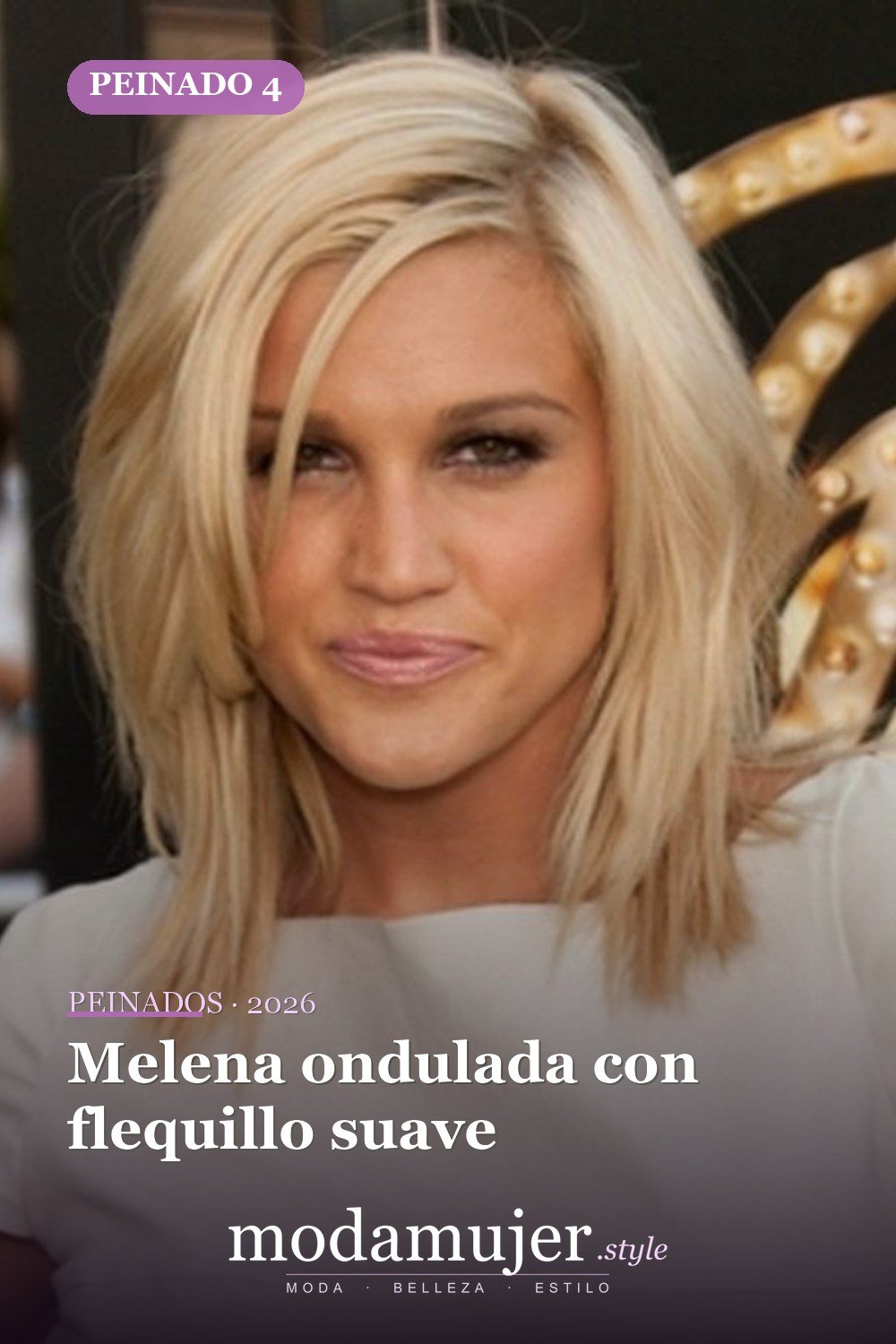 Melena ondulada con flequillo suave — 47 cortes de pelo de longitud media con flequillo