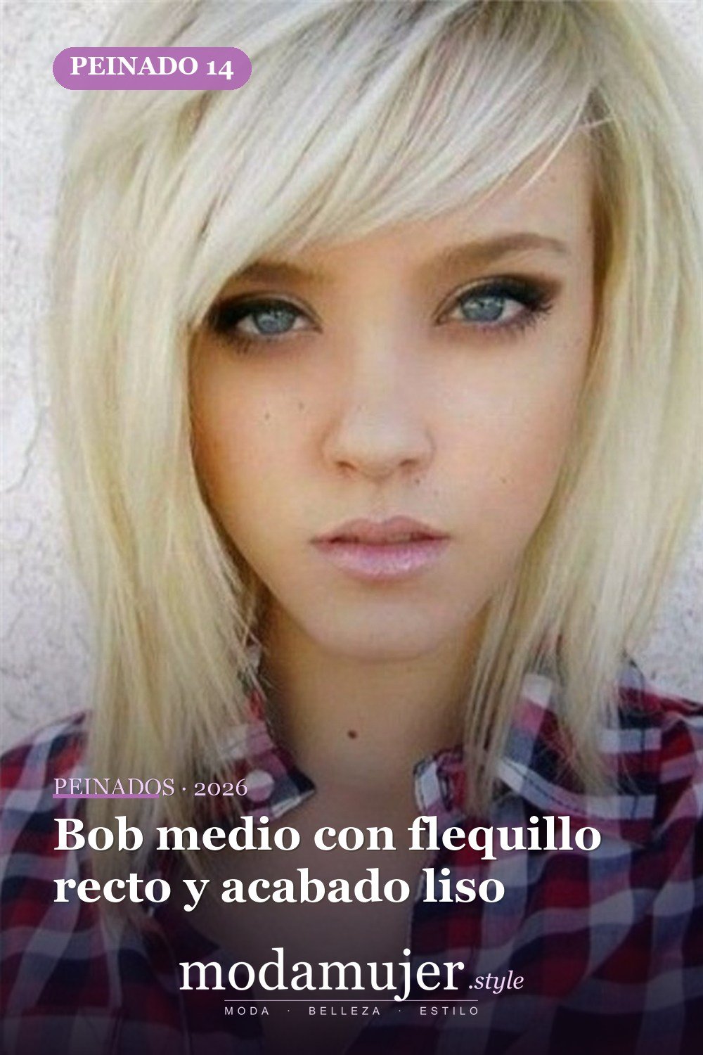 Bob medio con flequillo recto y acabado liso — 47 cortes de pelo de longitud media con flequillo