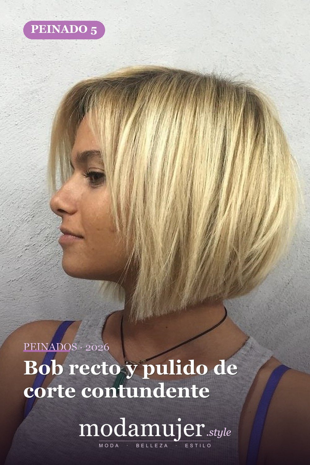 Bob recto y pulido de corte contundente — 49 cortes de pelo bob A-line para inspirarte en 2026