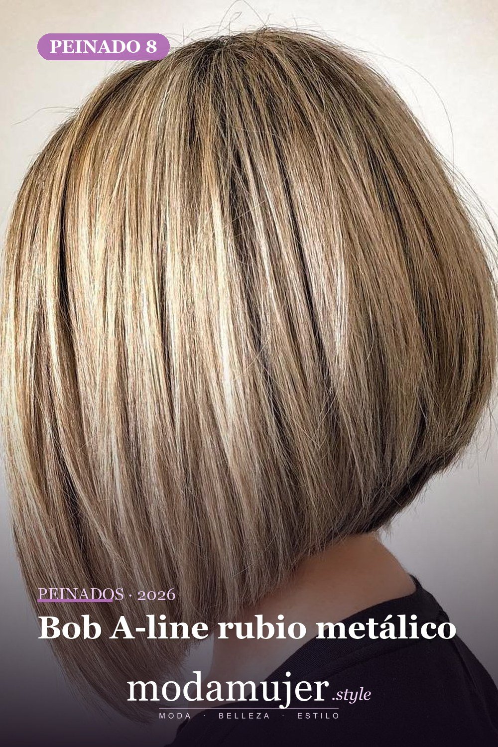 Bob A-line rubio metálico — 49 cortes de pelo bob A-line para inspirarte en 2026