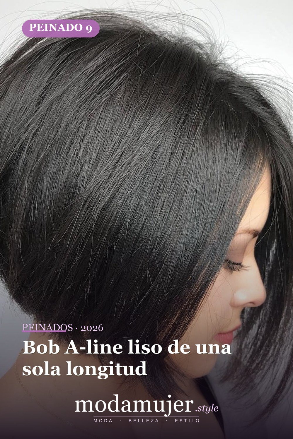 Bob A-line liso de una sola longitud — 49 cortes de pelo bob A-line para inspirarte en 2026