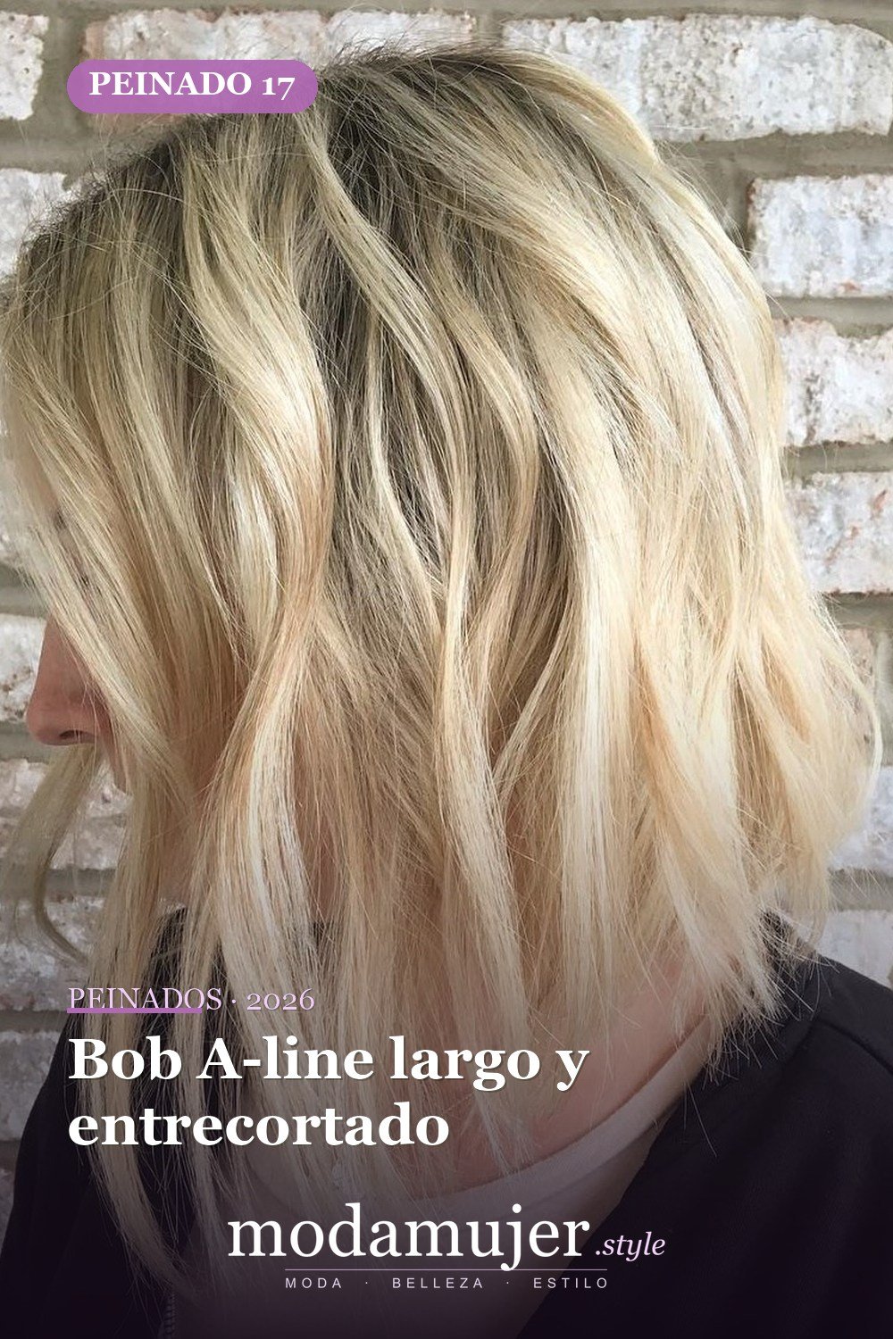 Bob A-line largo y entrecortado — 49 cortes de pelo bob A-line para inspirarte en 2026