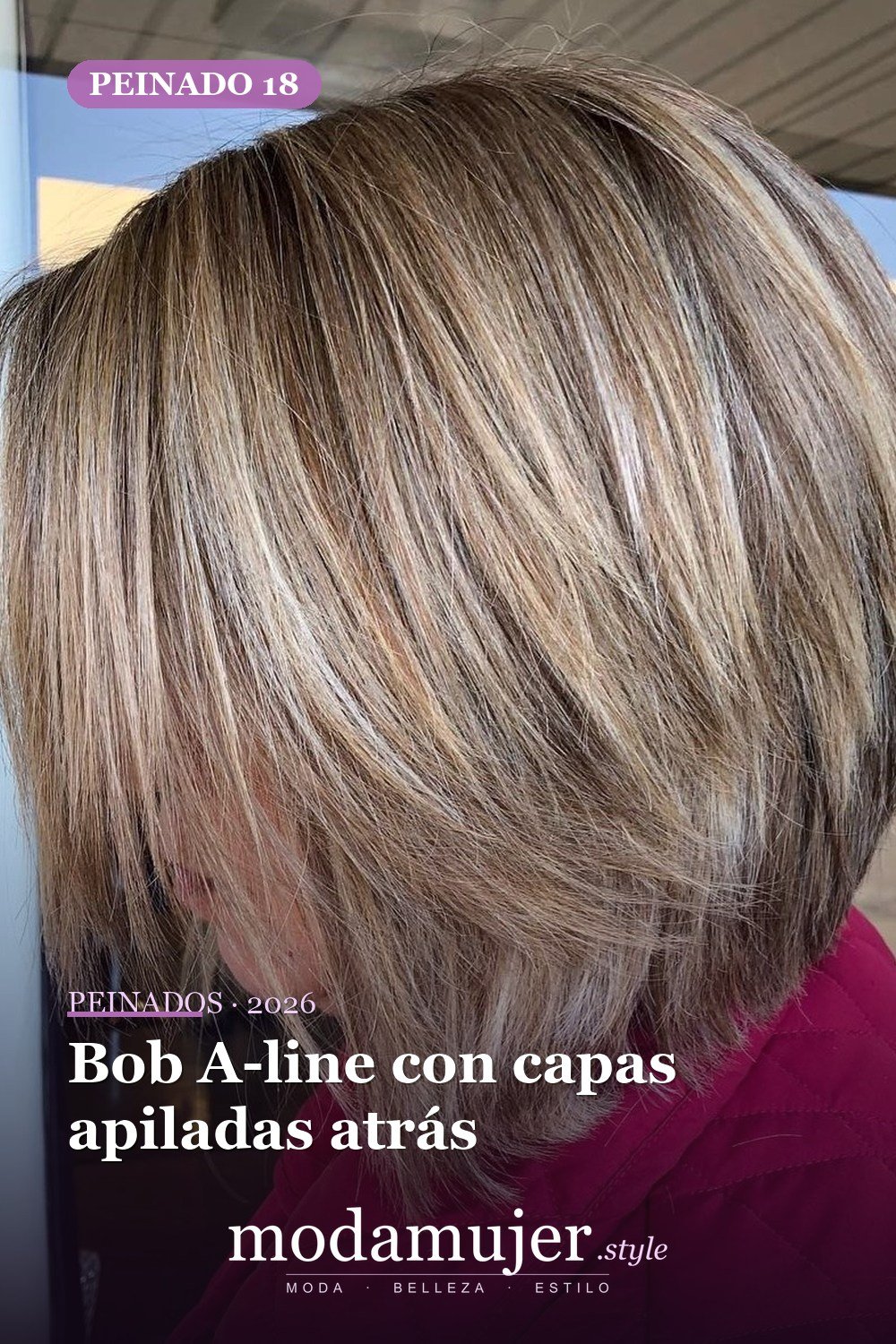 Bob A-line con capas apiladas atrás — 49 cortes de pelo bob A-line para inspirarte en 2026