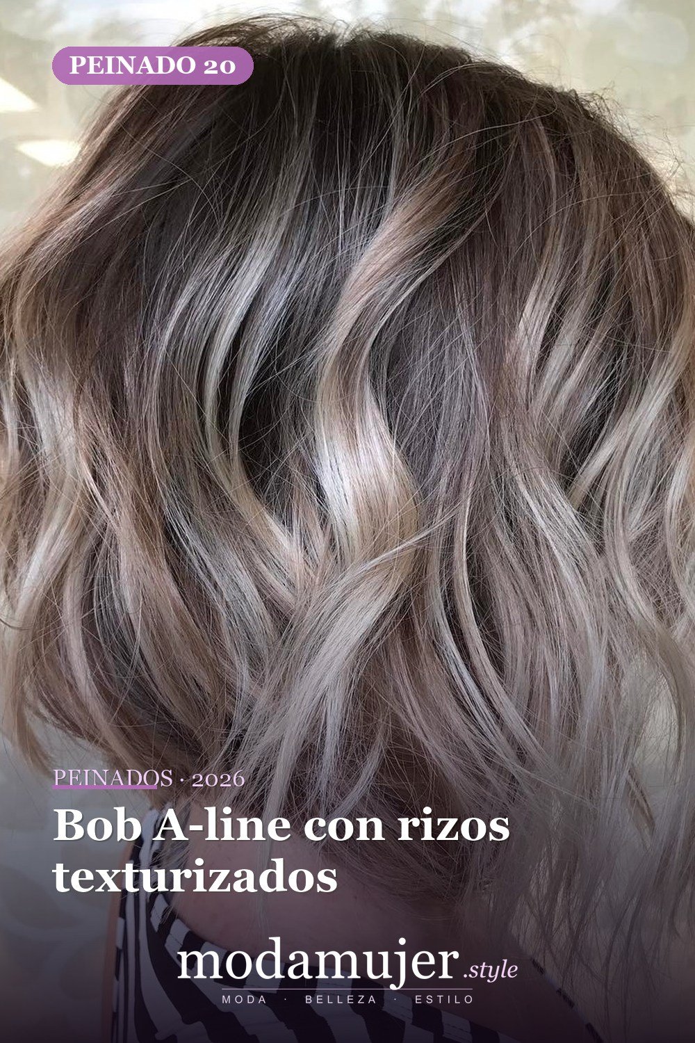 Bob A-line con rizos texturizados — 49 cortes de pelo bob A-line para inspirarte en 2026