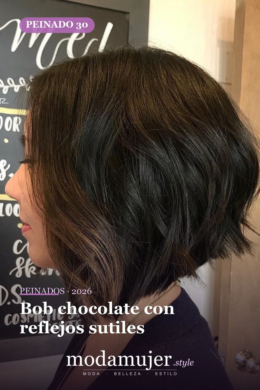 Bob chocolate con reflejos sutiles — 49 cortes de pelo bob A-line para inspirarte en 2026