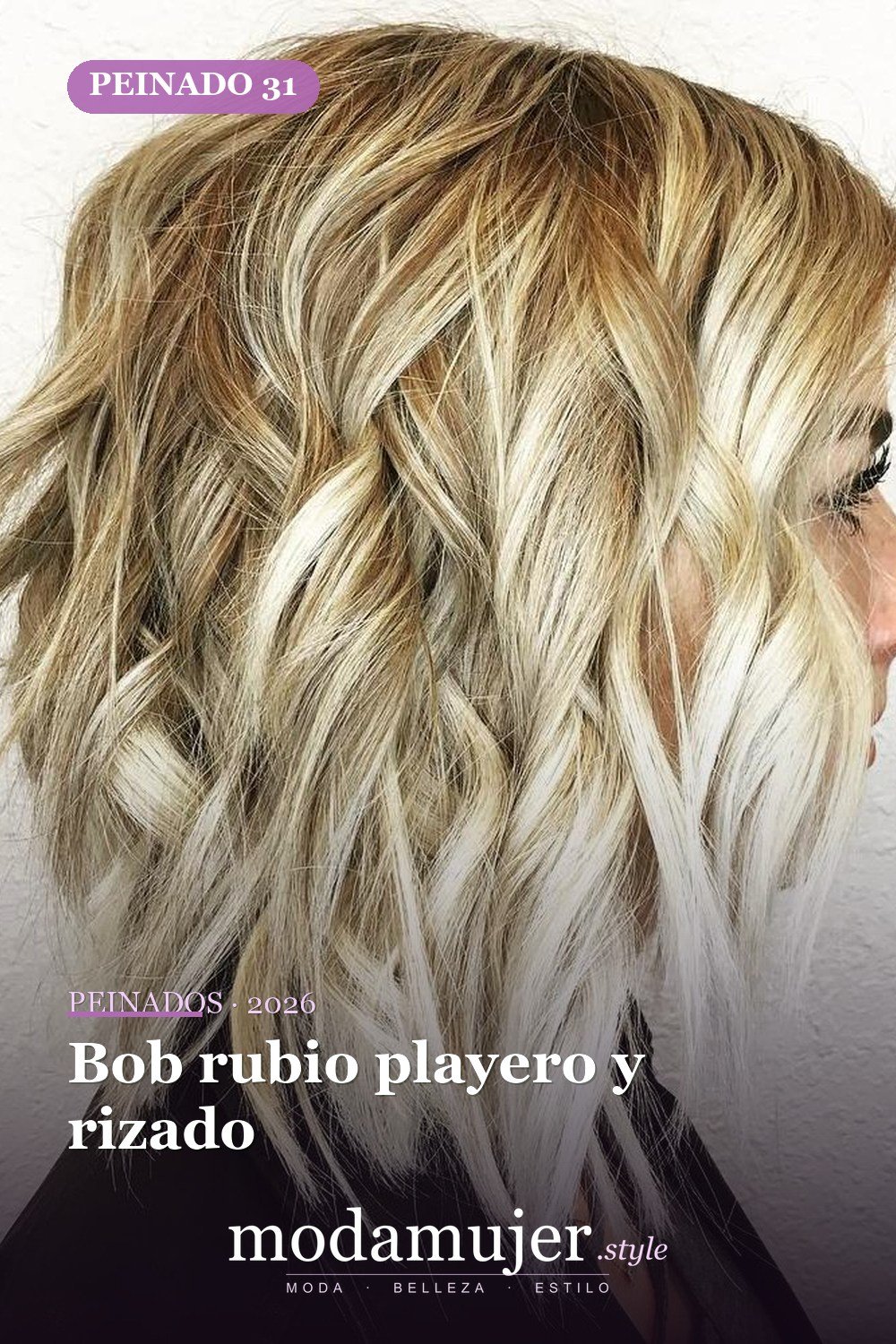 Bob rubio playero y rizado — 49 cortes de pelo bob A-line para inspirarte en 2026