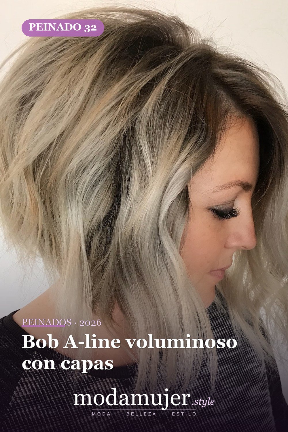 Bob A-line voluminoso con capas — 49 cortes de pelo bob A-line para inspirarte en 2026