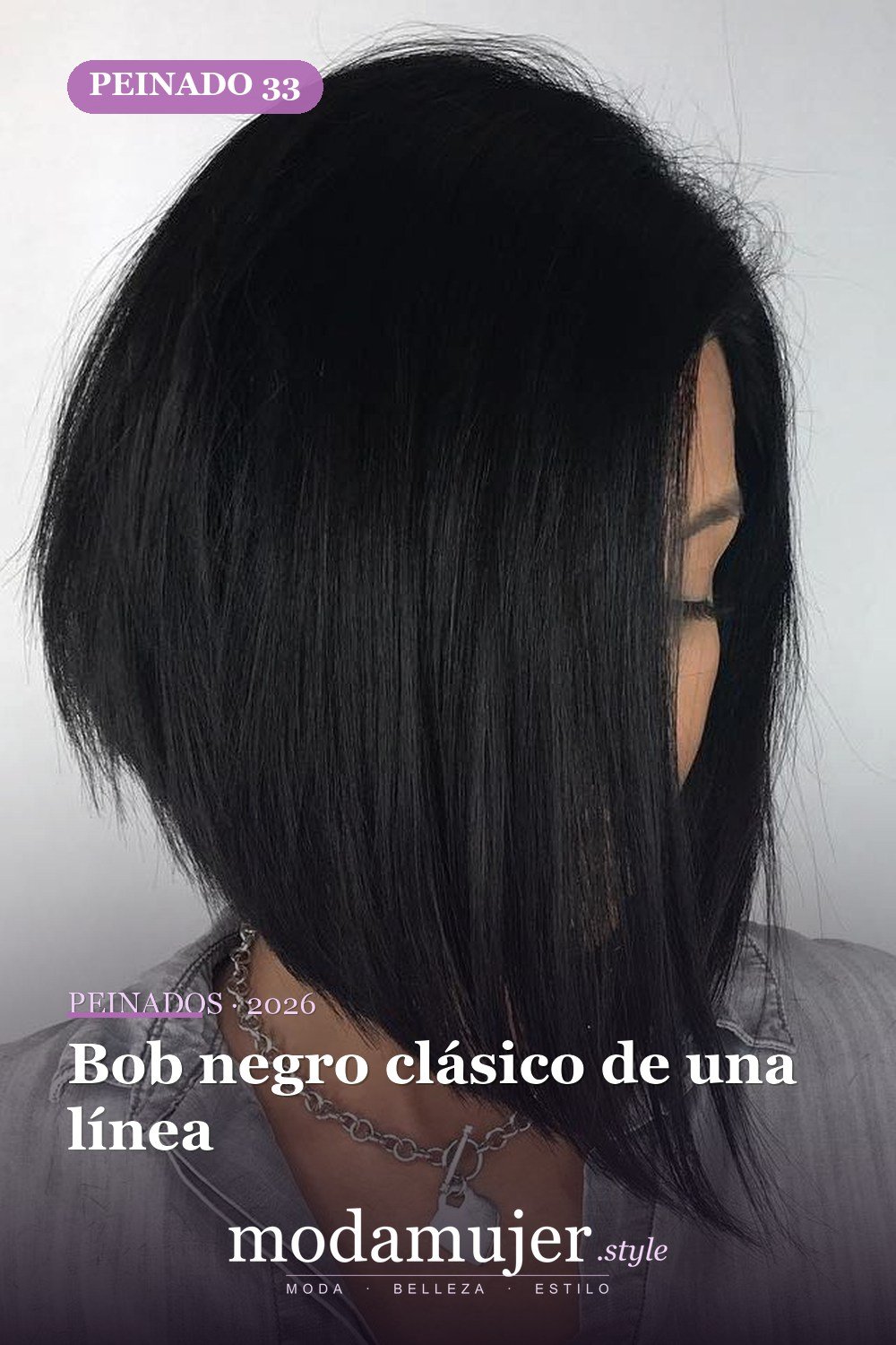 Bob negro clásico de una línea — 49 cortes de pelo bob A-line para inspirarte en 2026