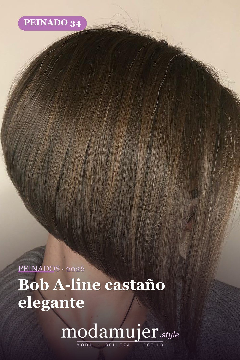 Bob A-line castaño elegante — 49 cortes de pelo bob A-line para inspirarte en 2026