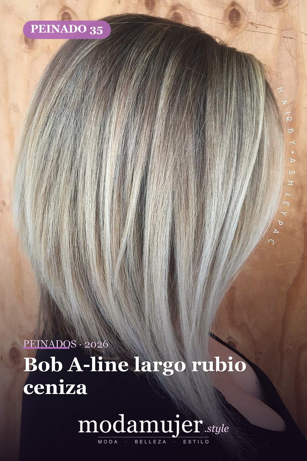 Bob A-line largo rubio ceniza — 49 cortes de pelo bob A-line para inspirarte en 2026