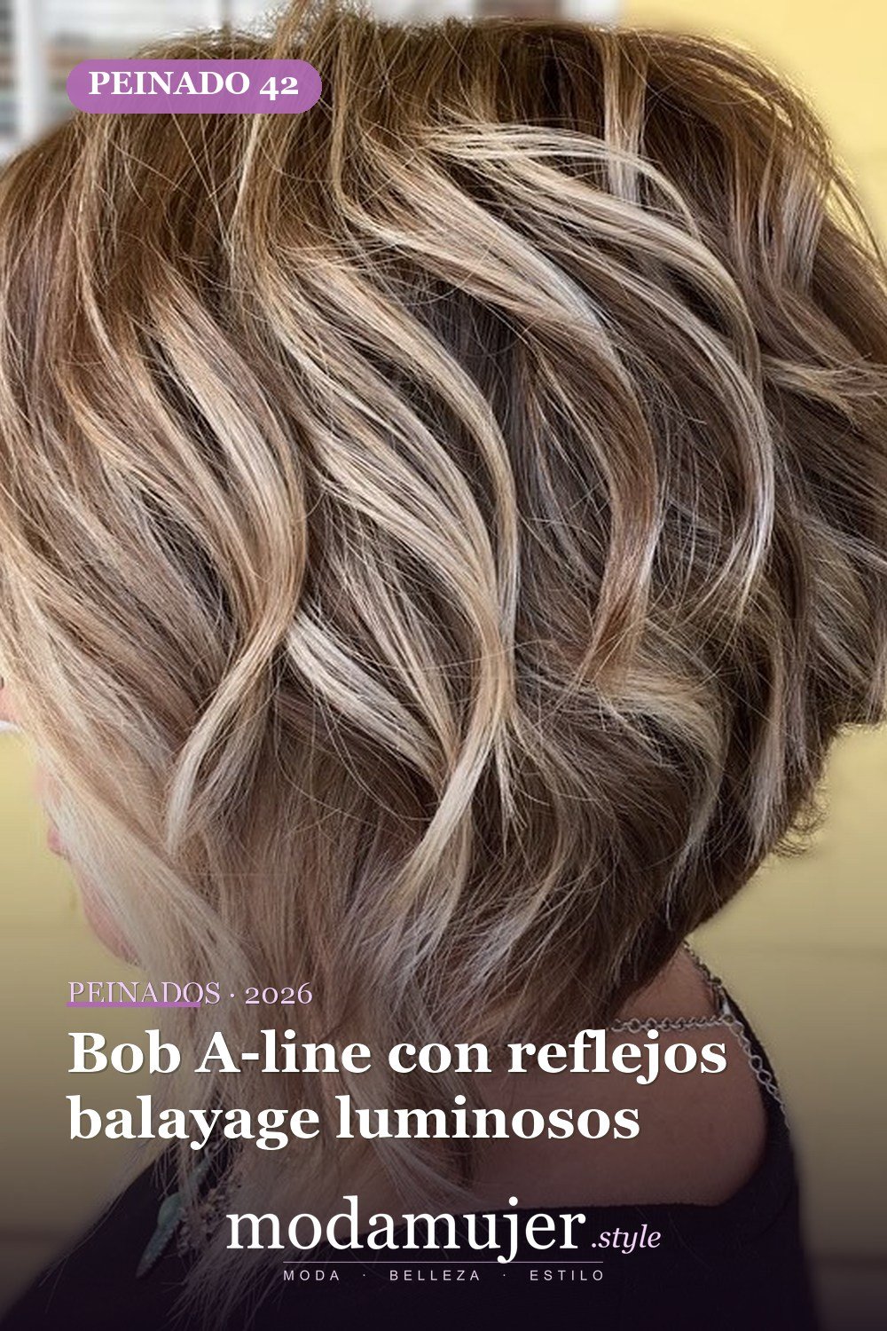 Bob A-line con reflejos balayage luminosos — 49 cortes de pelo bob A-line para inspirarte en 2026