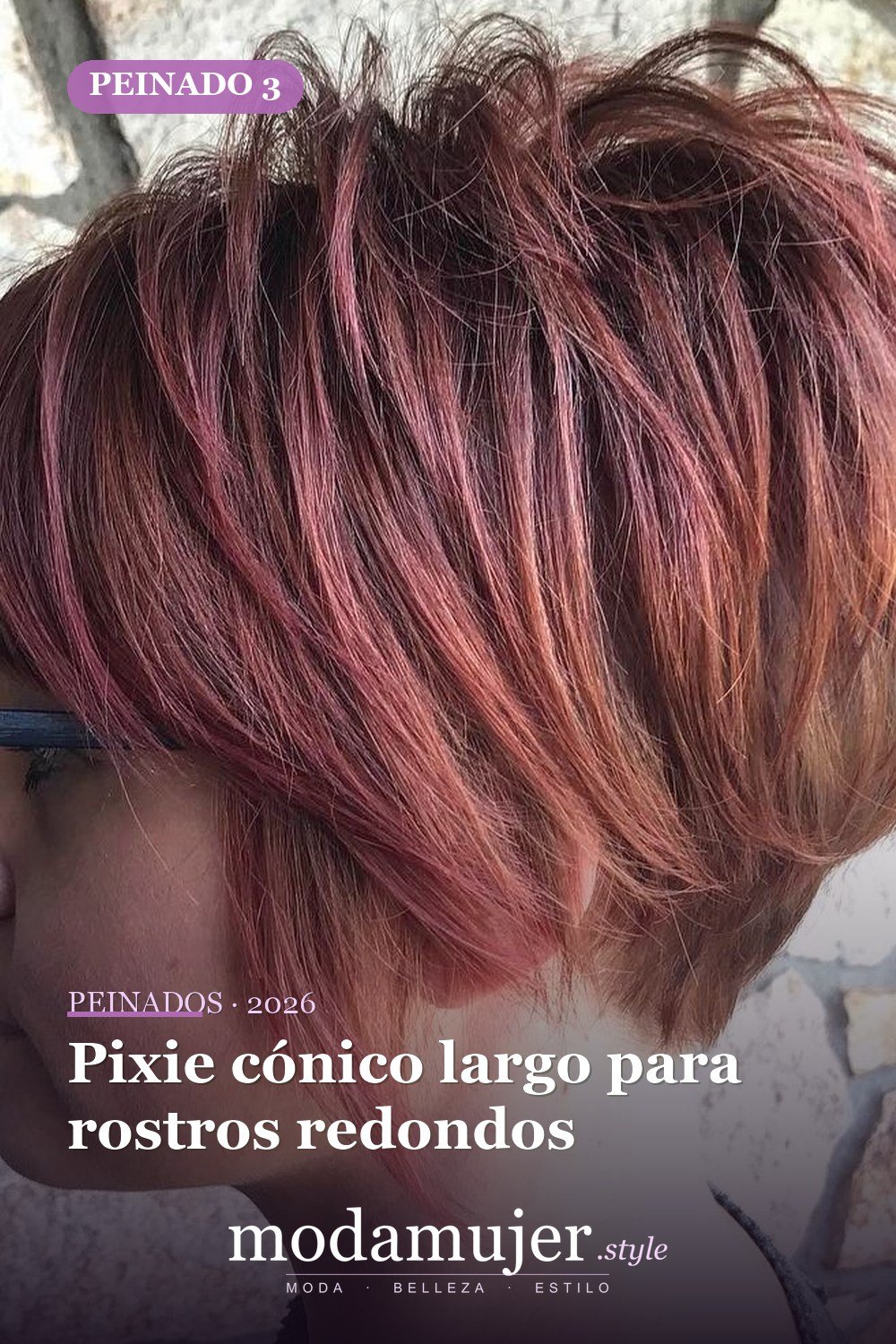 Pixie cónico largo para rostros redondos — 49 cortes largos de pixie para destacar en 2026