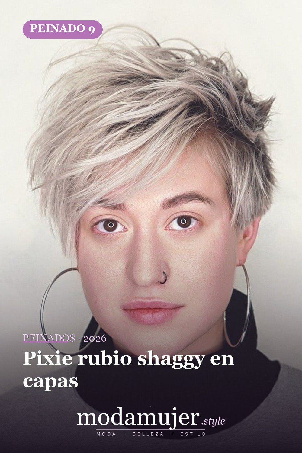 Pixie rubio shaggy en capas — 49 cortes largos de pixie para destacar en 2026