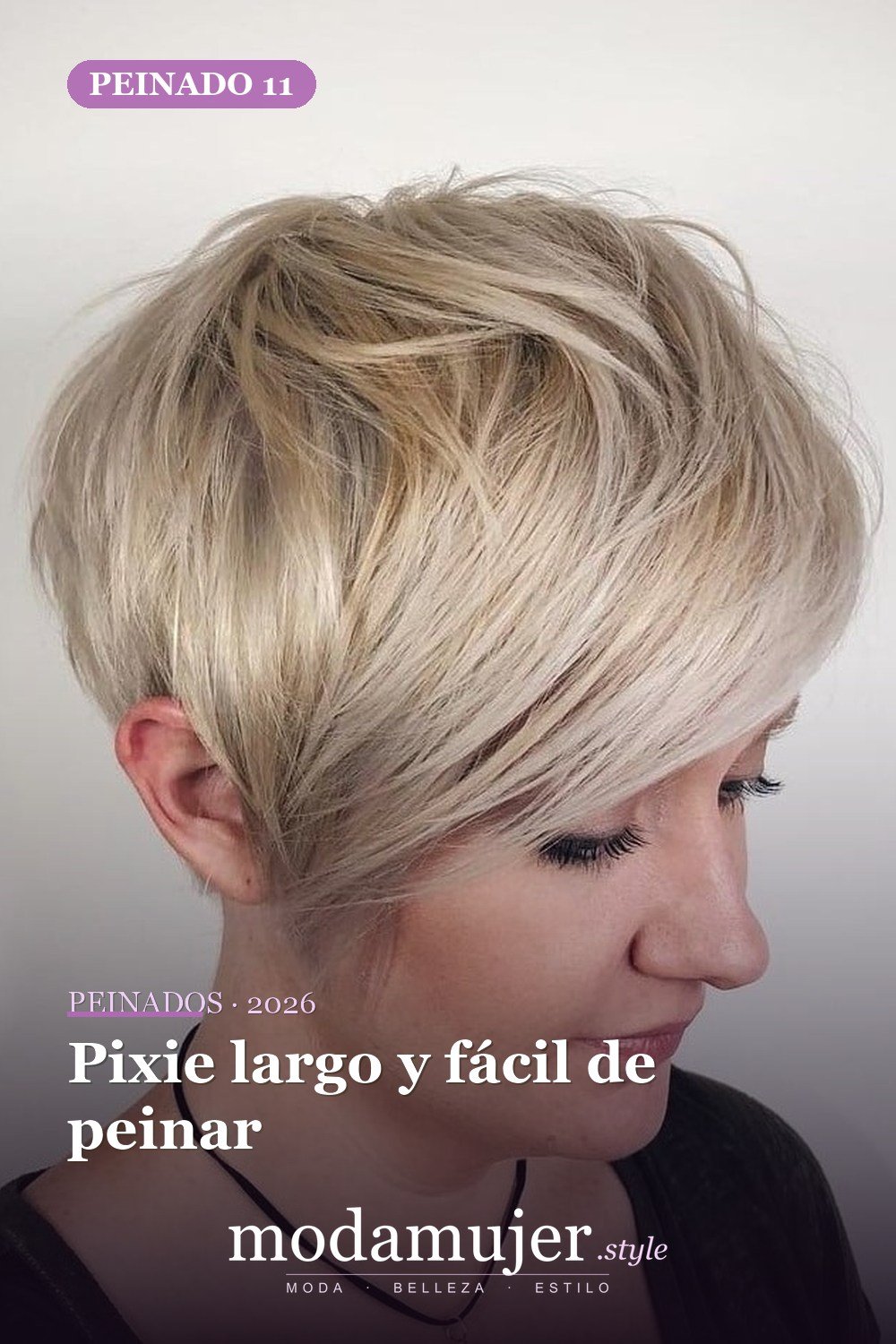 Pixie largo y fácil de peinar — 49 cortes largos de pixie para destacar en 2026
