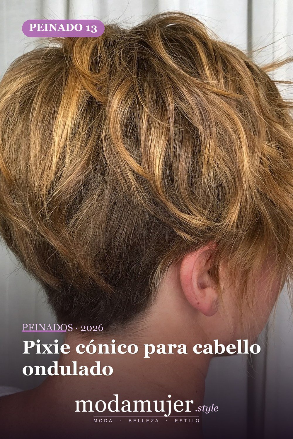 Pixie cónico para cabello ondulado — 49 cortes largos de pixie para destacar en 2026