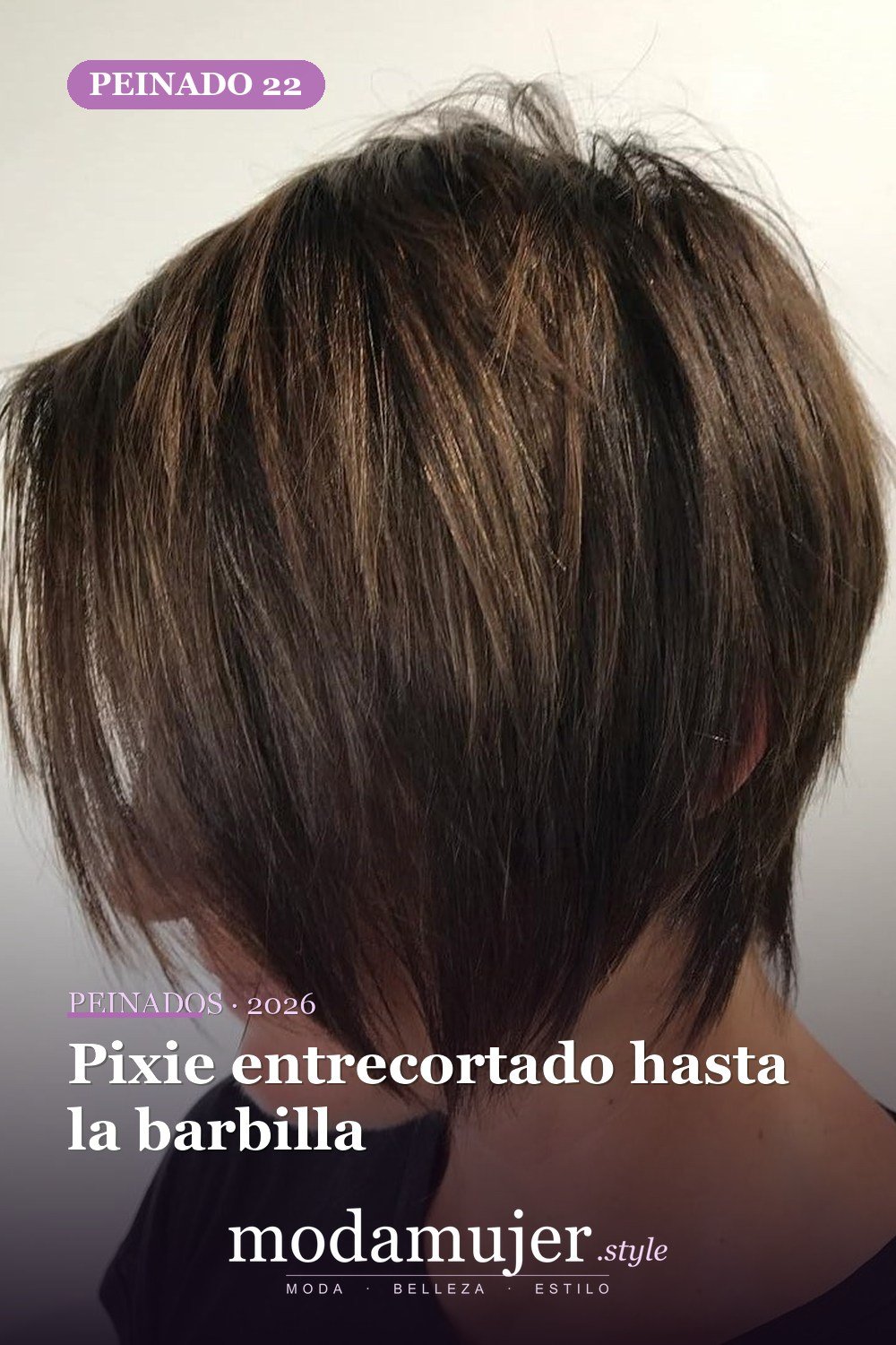 Pixie entrecortado hasta la barbilla — 49 cortes largos de pixie para destacar en 2026
