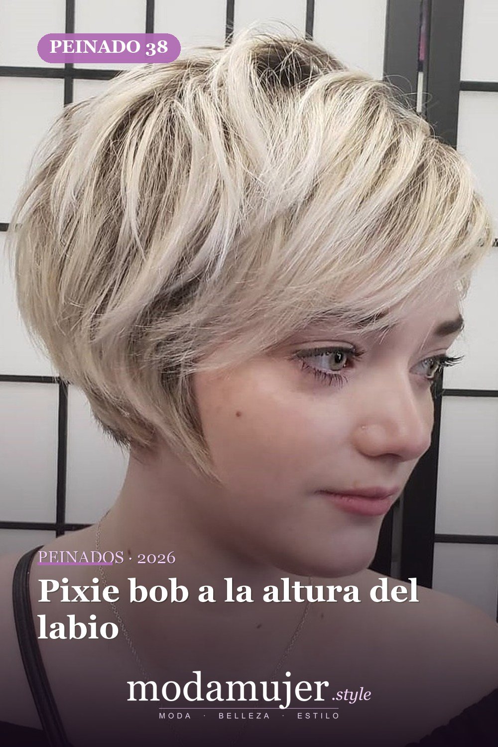 Pixie bob a la altura del labio — 49 cortes largos de pixie para destacar en 2026