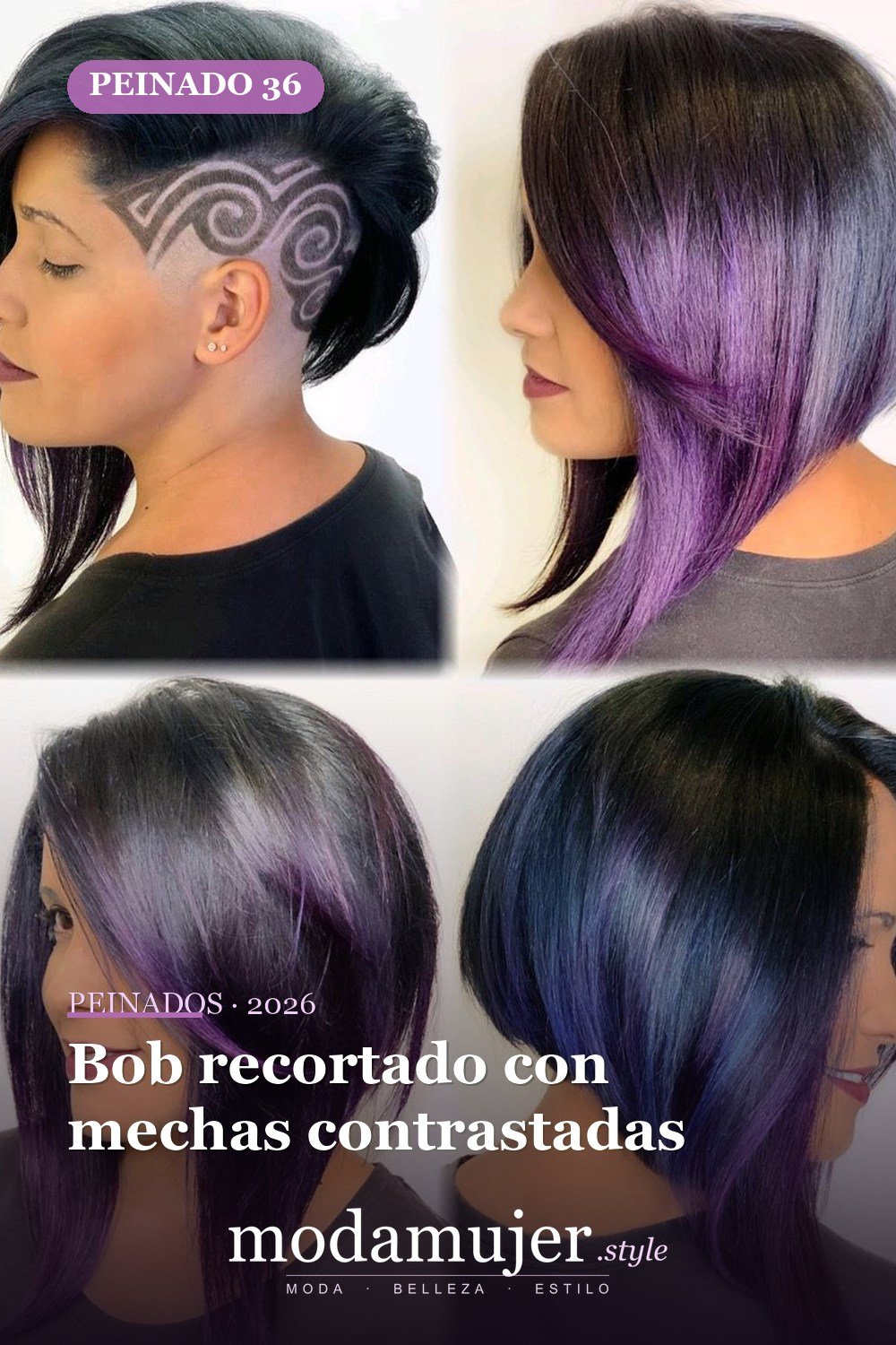 Bob recortado con mechas contrastadas — 50 Badass Undercut Bob Ideas a las que NO PUEDE decir que no