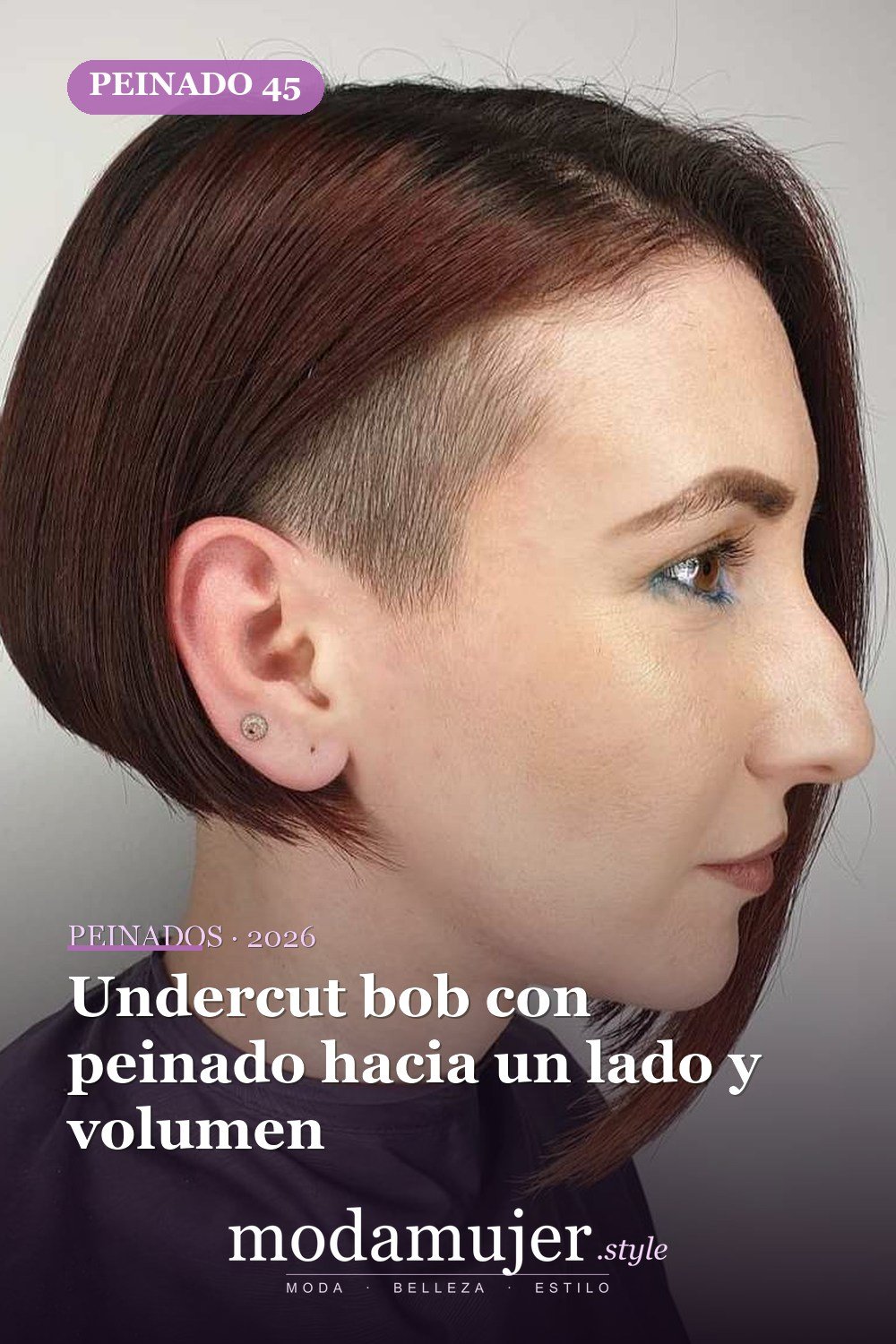 Undercut bob con peinado hacia un lado y volumen — 50 Badass Undercut Bob Ideas a las que NO PUEDE decir que no