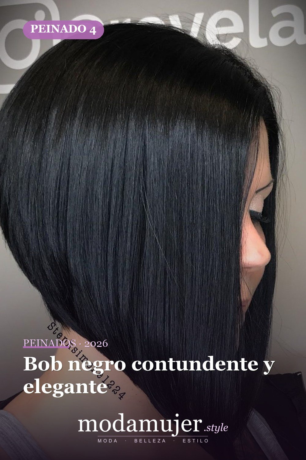 Bob negro contundente y elegante — 50 bobs apilados y cortes de pelo escalonados que querrás probar