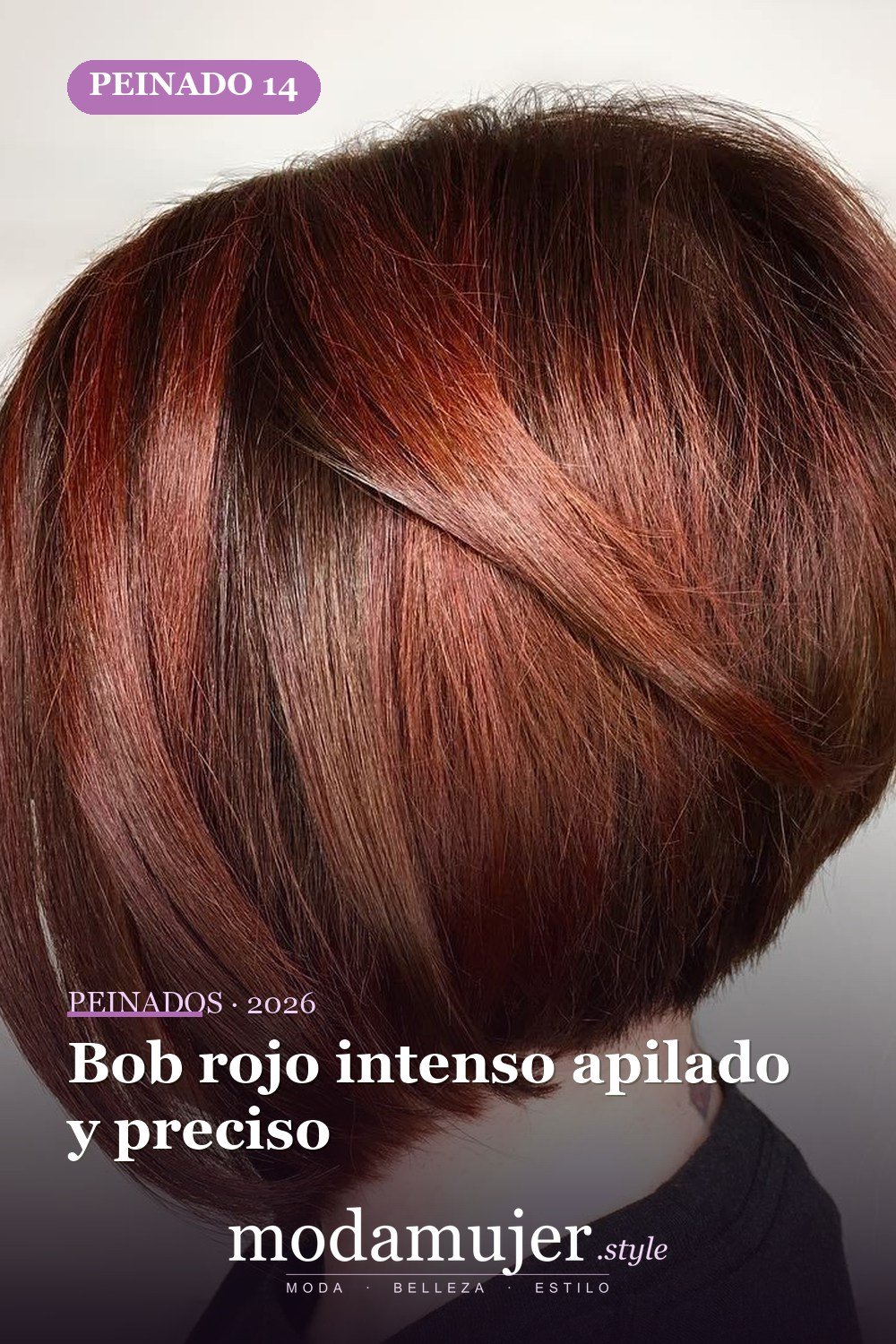 Bob rojo intenso apilado y preciso — 50 bobs apilados y cortes de pelo escalonados que querrás probar