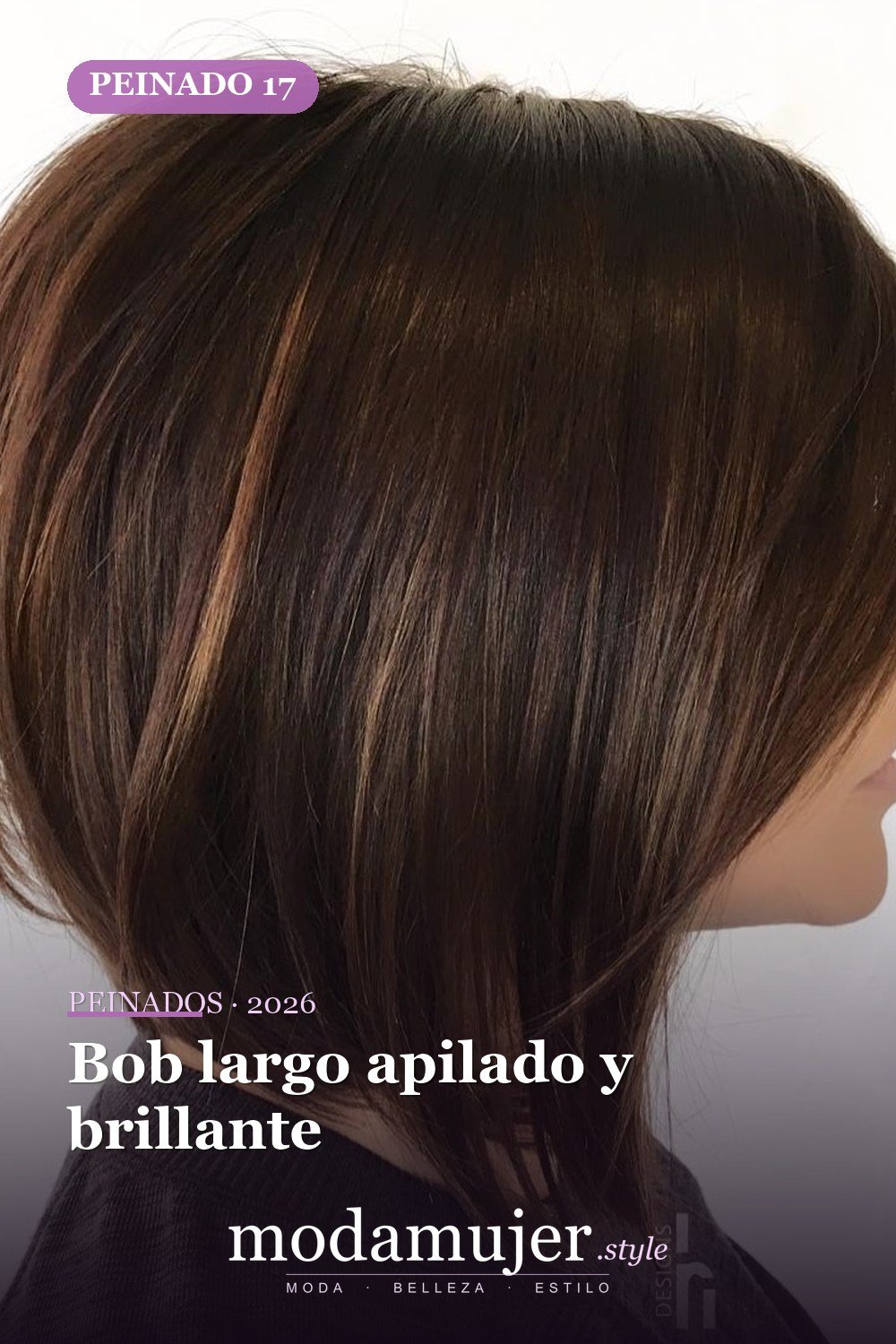 Bob largo apilado y brillante — 50 bobs apilados y cortes de pelo escalonados que querrás probar