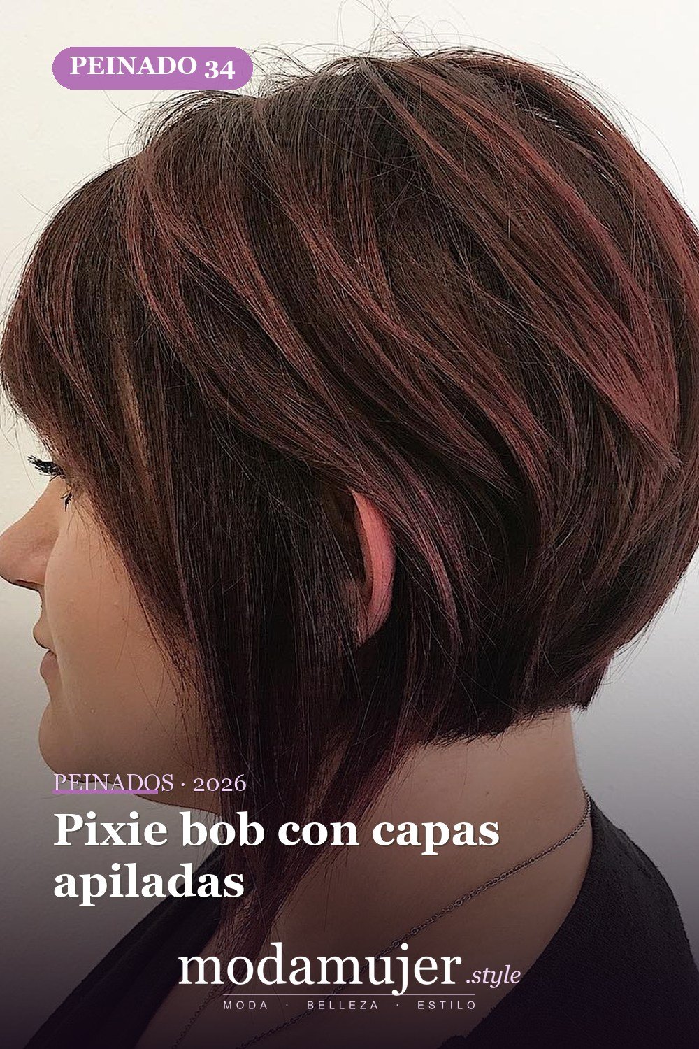 Pixie bob con capas apiladas — 50 bobs apilados y cortes de pelo escalonados que querrás probar