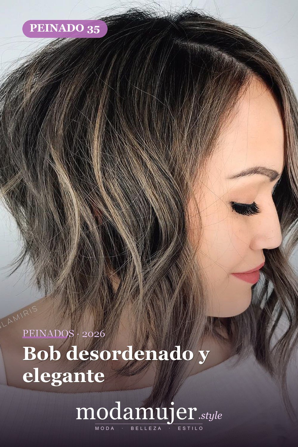 Bob desordenado y elegante — 50 bobs apilados y cortes de pelo escalonados que querrás probar