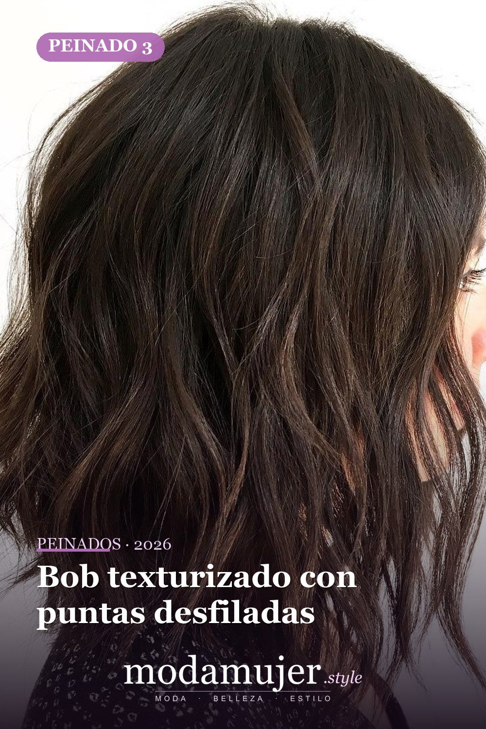 Bob texturizado con puntas desfiladas — 50 bobs desordenados más bonitos y modernos que vale la pena probar en 2026
